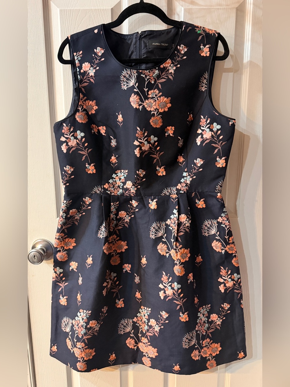 Ivanka Trump Navy Floral Fit & Flare Sleeveless Dress Size 12/14 Approx